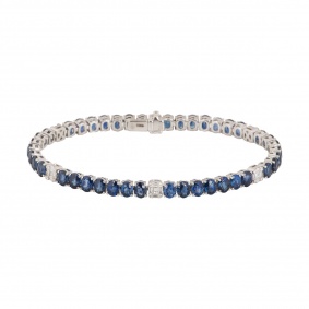 White Gold Sapphire and Diamond Line Bracelet White Gold Sapphire and Diamond Line Bracelet